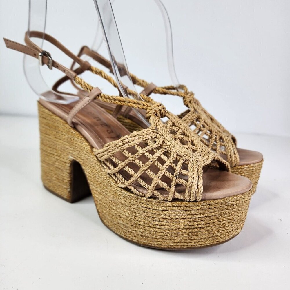 Vicenza Anthropologie Melissa Woven Platform Sandals In Boho Beige Size US 6 - Picture 3 of 16